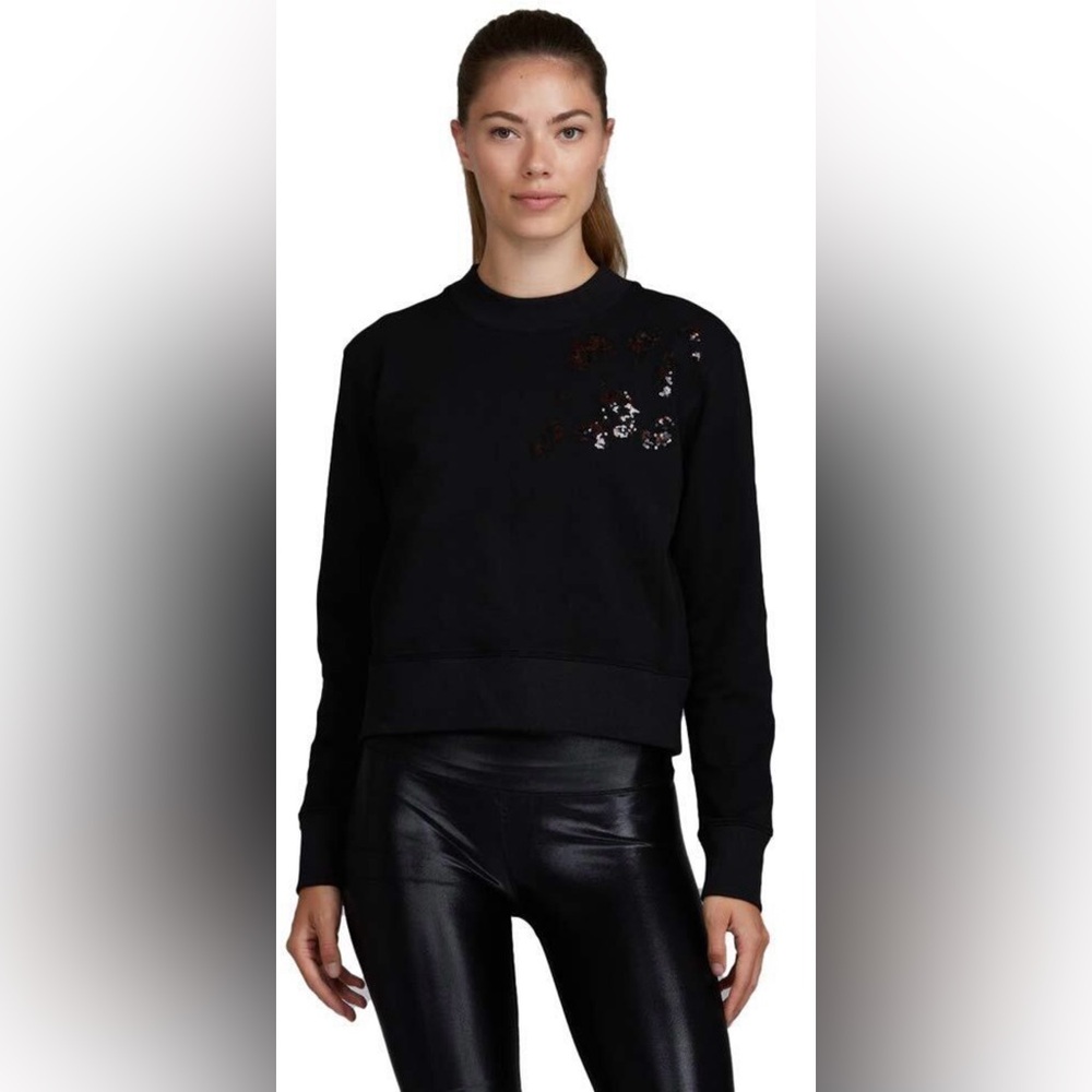 Noli Leopard Sequin Sweatshirt Black NWT Pull Over Size small